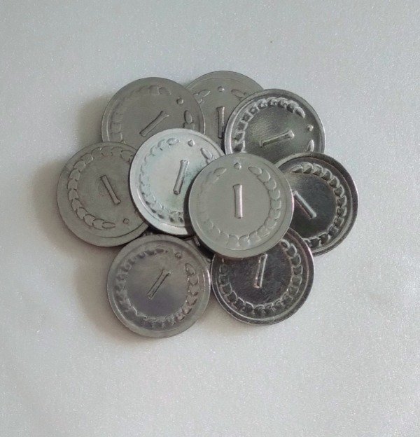 10 Monedas metálicas "número 1"