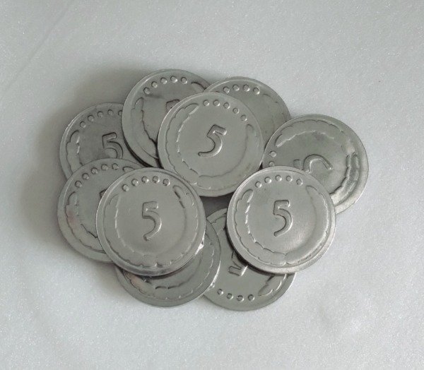 10 Monedas metálicas "número 5"